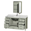 Custom image for Light Green with Brushed Nickel Trim / White Carrara Marble, Rectangular Sink / Medicine Cabinet