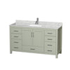 Custom image for Light Green with Brushed Nickel Trim / White Carrara Marble, Rectangular Sink / No Mirror