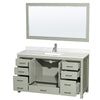Custom image for Light Green with Brushed Nickel Trim / Giotto Quartz, Rectangular Sink / 58