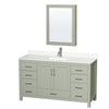 Custom image for Light Green with Brushed Nickel Trim / White Quartz, Rectangular Sink / Medicine Cabinet