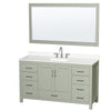 Custom image for Light Green with Brushed Nickel Trim / White Quartz, Rectangular Sink / 58