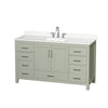 Custom image for Light Green with Brushed Nickel Trim / White Quartz, Rectangular Sink / No Mirror