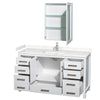 Custom image for White with Brushed Chrome Trim / Carrara Cultured Marble, Rectangular Sink / Medicine Cabinet