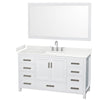 Custom image for White with Brushed Chrome Trim / Carrara Cultured Marble, Rectangular Sink / 58