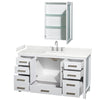 Custom image for White with Brushed Chrome Trim / Carrara Cultured Marble, Rectangular Sink / Medicine Cabinet