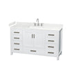 Custom image for White with Brushed Chrome Trim / Carrara Cultured Marble, Rectangular Sink / No Mirror