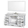 Custom image for White with Brushed Chrome Trim / White Carrara Marble, Oval Sink / 58