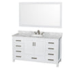 Custom image for White with Brushed Chrome Trim / White Carrara Marble, Oval Sink / 58