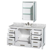 Custom image for White with Brushed Chrome Trim / White Carrara Marble, Oval Sink / Medicine Cabinet