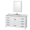 Custom image for White with Brushed Chrome Trim / White Carrara Marble, Oval Sink / Medicine Cabinet