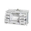 Custom image for White with Brushed Chrome Trim / White Carrara Marble, Oval Sink / No Mirror