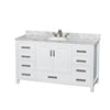 Custom image for White with Brushed Chrome Trim / White Carrara Marble, Oval Sink / No Mirror
