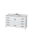 Custom image for White with Brushed Chrome Trim / White Carrara Marble, Oval Sink / Medicine Cabinet
