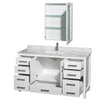 Custom image for White with Brushed Chrome Trim / White Carrara Marble, Rectangular Sink / Medicine Cabinet