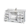 Custom image for White with Brushed Chrome Trim / White Carrara Marble, Rectangular Sink / No Mirror