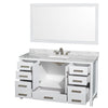 Custom image for White with Brushed Chrome Trim / White Carrara Marble, Rectangular Sink / 58
