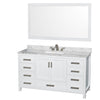 Custom image for White with Brushed Chrome Trim / White Carrara Marble, Rectangular Sink / 58