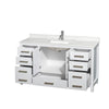 Custom image for White with Brushed Chrome Trim / Giotto Quartz, Rectangular Sink / No Mirror