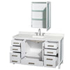 Custom image for White with Brushed Chrome Trim / Giotto Quartz, Rectangular Sink / Medicine Cabinet