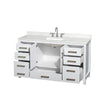 Custom image for White with Brushed Chrome Trim / Giotto Quartz, Rectangular Sink / No Mirror