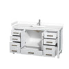 Custom image for White with Brushed Chrome Trim / White Cultured Marble, Rectangular Sink / No Mirror