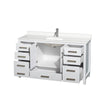 Custom image for White with Brushed Chrome Trim / White Quartz, Rectangular Sink / No Mirror
