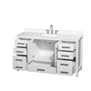 Custom image for White with Brushed Chrome Trim / White Quartz, Rectangular Sink / No Mirror