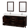 Custom image for Espresso with Brushed Chrome Trim / Carrara Cultured Marble, Rectangular Sink / 24