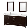 Custom image for Espresso with Brushed Chrome Trim / Carrara Cultured Marble, Rectangular Sink / 24