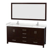 Custom image for Espresso with Brushed Chrome Trim / Carrara Cultured Marble, Rectangular Sink / 70