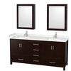 Custom image for Espresso with Brushed Chrome Trim / Carrara Cultured Marble, Rectangular Sink / Medicine Cabinets