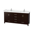 Custom image for Espresso with Brushed Chrome Trim / Carrara Cultured Marble, Rectangular Sink / No Mirror