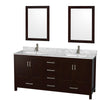 Custom image for Espresso with Brushed Chrome Trim / White Carrara Marble, Rectangular Sink / 24