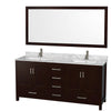 Custom image for Espresso with Brushed Chrome Trim / White Carrara Marble, Rectangular Sink / 70