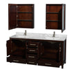 Custom image for Espresso with Brushed Chrome Trim / White Carrara Marble, Rectangular Sink / Medicine Cabinets
