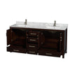 Custom image for Espresso with Brushed Chrome Trim / White Carrara Marble, Rectangular Sink / No Mirror