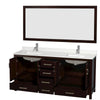 Custom image for Espresso with Brushed Chrome Trim / Giotto Quartz, Rectangular Sink / 70