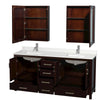 Custom image for Espresso with Brushed Chrome Trim / Giotto Quartz, Rectangular Sink / Medicine Cabinets
