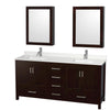 Custom image for Espresso with Brushed Chrome Trim / Giotto Quartz, Rectangular Sink / Medicine Cabinets