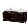 Custom image for Espresso with Brushed Chrome Trim / Giotto Quartz, Rectangular Sink / No Mirror