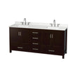 Custom image for Espresso with Brushed Chrome Trim / Giotto Quartz, Rectangular Sink / No Mirror