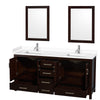 Custom image for Espresso with Brushed Chrome Trim / White Cultured Marble, Rectangular Sink / 24