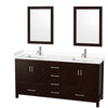 Custom image for Espresso with Brushed Chrome Trim / White Cultured Marble, Rectangular Sink / 24