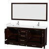 Custom image for Espresso with Brushed Chrome Trim / White Cultured Marble, Rectangular Sink / 70