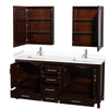 Custom image for Espresso with Brushed Chrome Trim / White Cultured Marble, Rectangular Sink / Medicine Cabinets