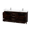 Custom image for Espresso with Brushed Chrome Trim / White Cultured Marble, Rectangular Sink / No Mirror
