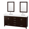 Custom image for Espresso with Brushed Chrome Trim / White Cultured Marble, Rectangular Sink / 24