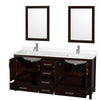 Custom image for Espresso with Brushed Chrome Trim / White Quartz, Rectangular Sink / 24