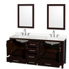 Custom image for Espresso with Brushed Chrome Trim / White Quartz, Rectangular Sink / 24