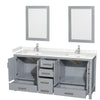 Custom image for Gray with Brushed Chrome Trim / Carrara Cultured Marble, Rectangular Sink / 24
